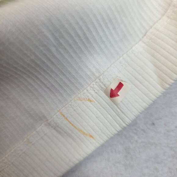 Woolrich Womens Small Ribbed White Button Down Polo USA Retro 1990s Deadstock - Picture 9 of 9